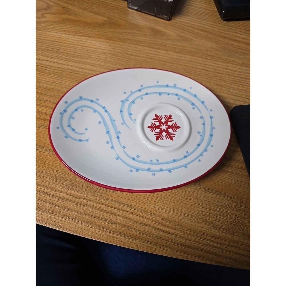 Starbucks Holiday 2007 Coffee Snack Plate Skiing Snowman Penguin Replacement